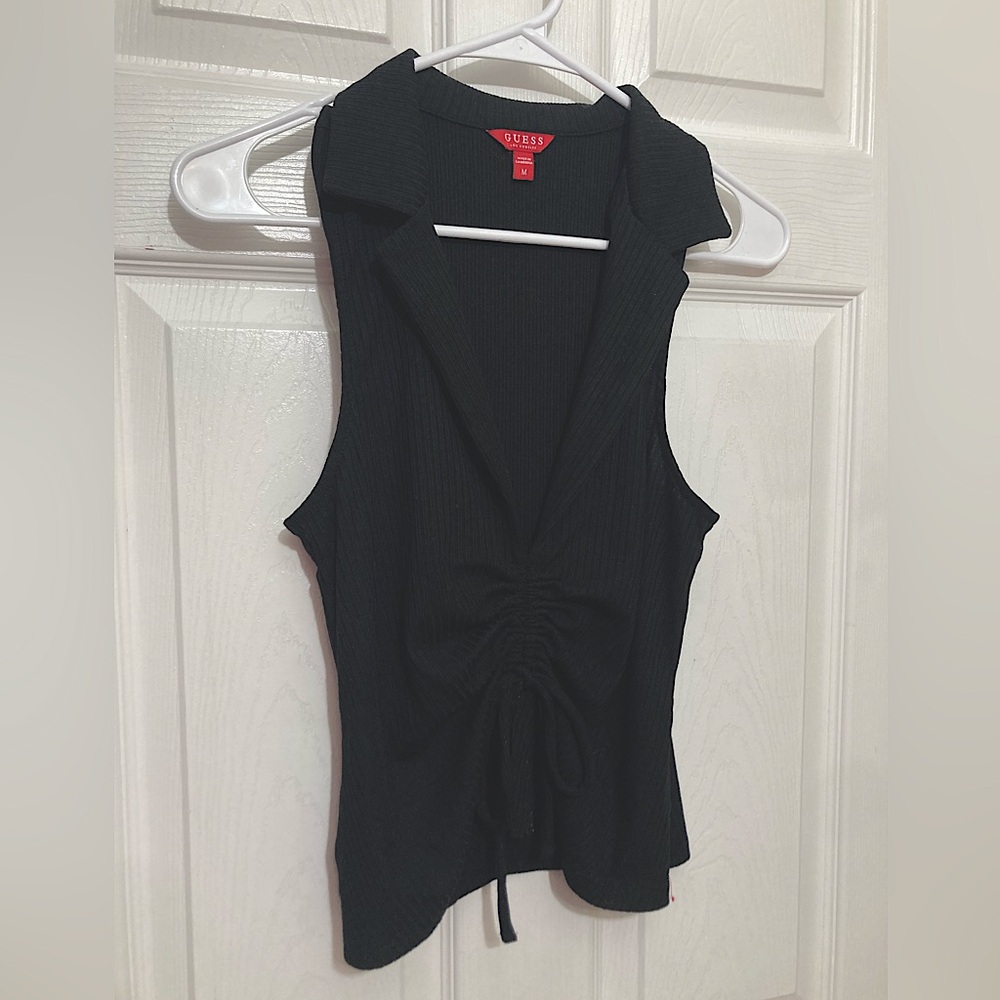 Guess black collared tank